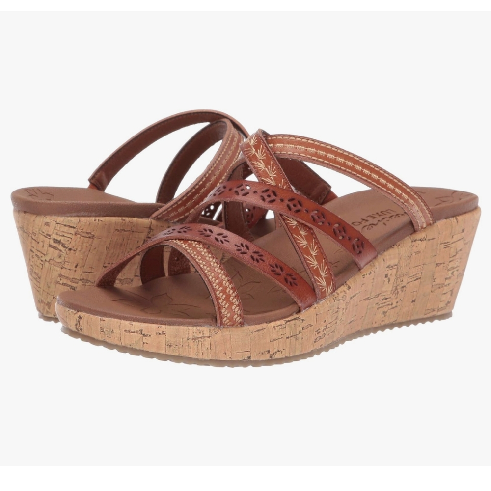 Skechers Womens Beverlee Tiger Posse Wedge Sandals